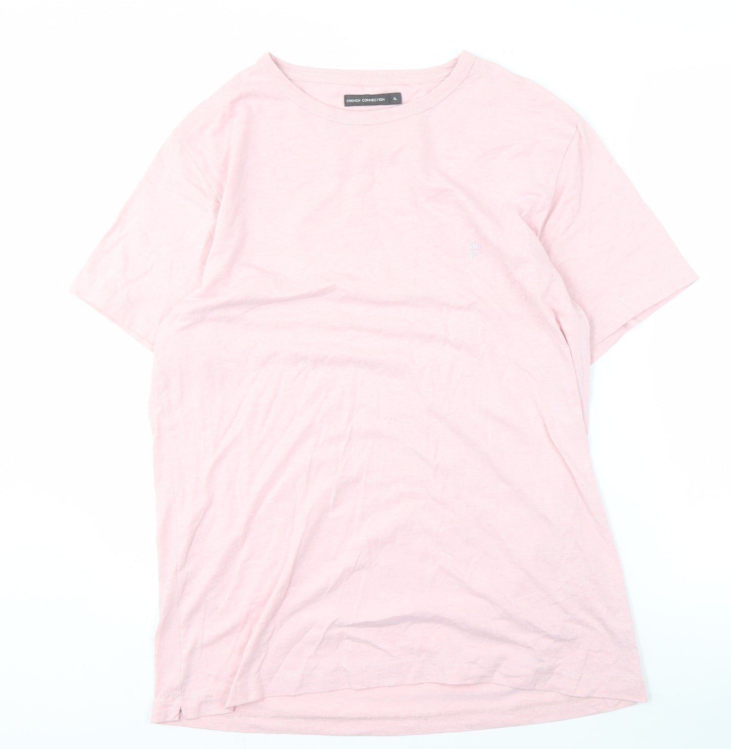French Connection Men's Pink Solid XL Crew Neck T-Shirt