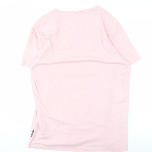 French Connection Men's Pink Solid XL Crew Neck T-Shirt