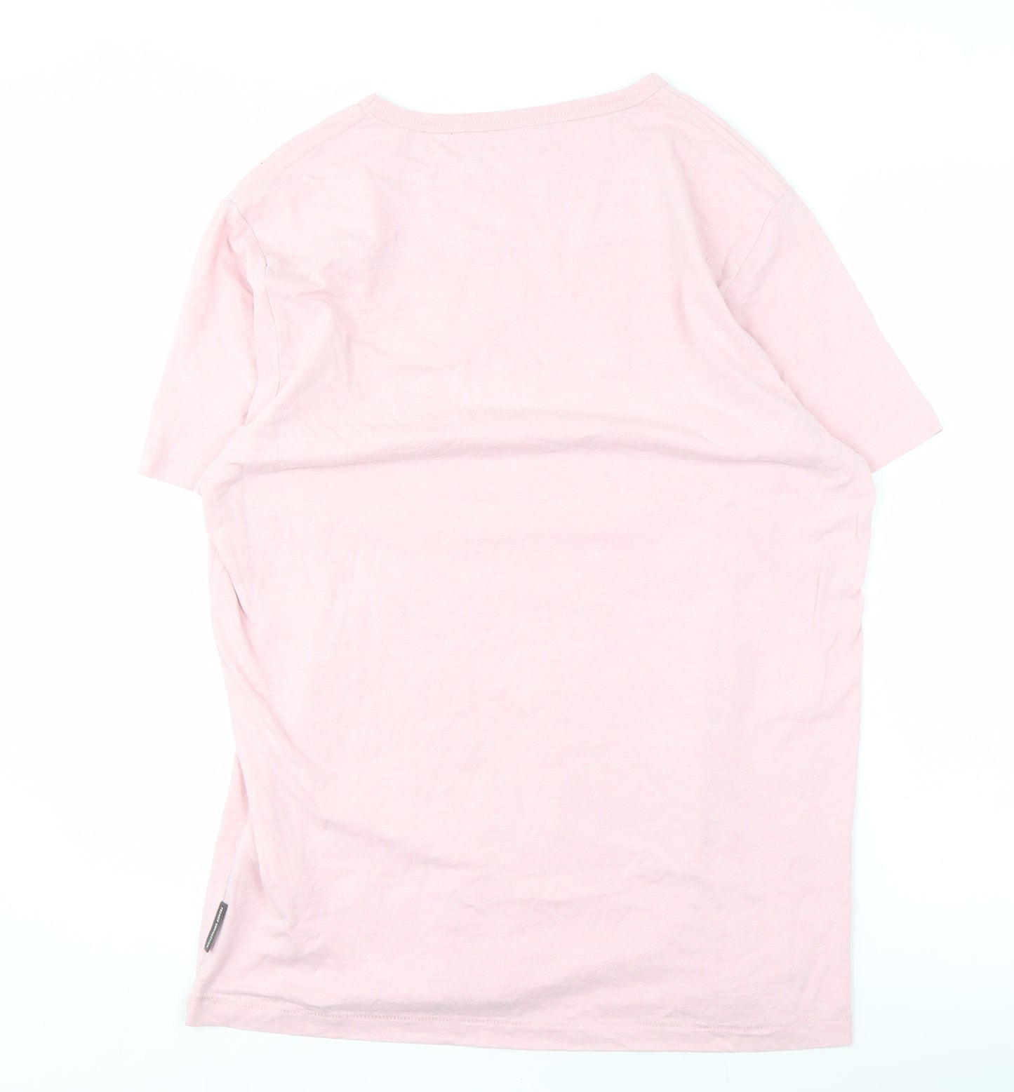 French Connection Men's Pink Solid XL Crew Neck T-Shirt