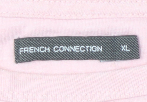 French Connection Men's Pink Solid XL Crew Neck T-Shirt