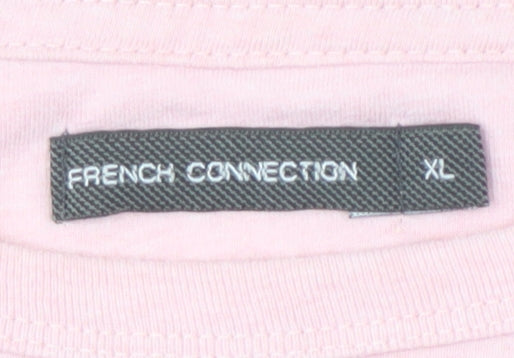 French Connection Men's Pink Solid XL Crew Neck T-Shirt