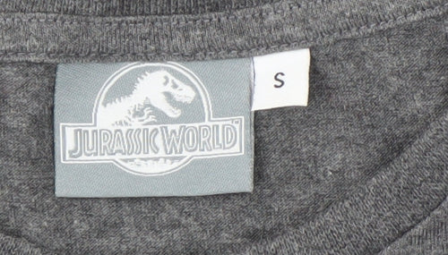Jurassic World Grey Men's Graphic Tee, Size S, Movie Logo