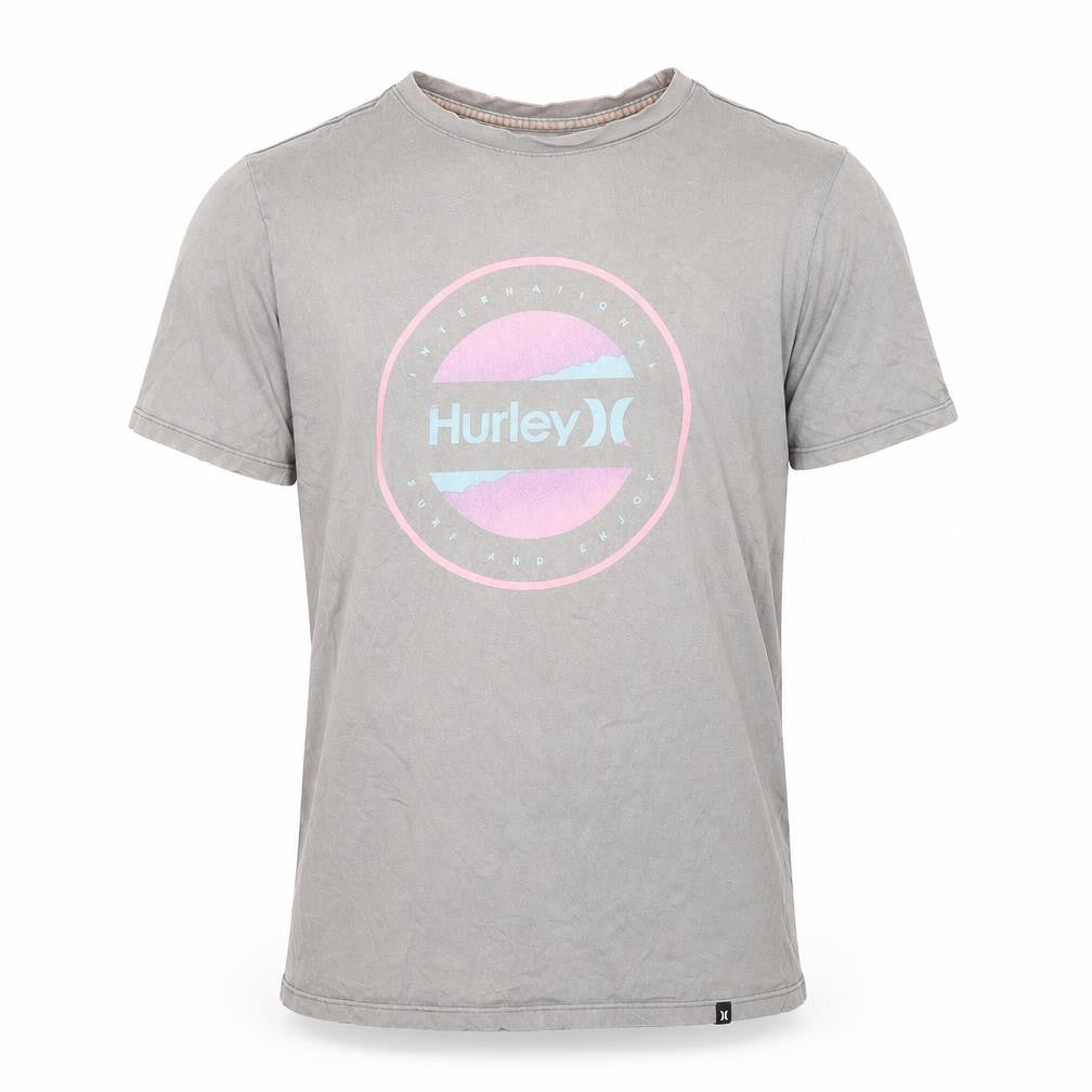 Front view of Hurley Men's Grey Graphic Print T-Shirt S