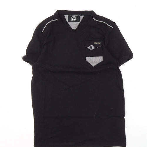 ETO Men's Black V-Neck M T-Shirt with Pocket