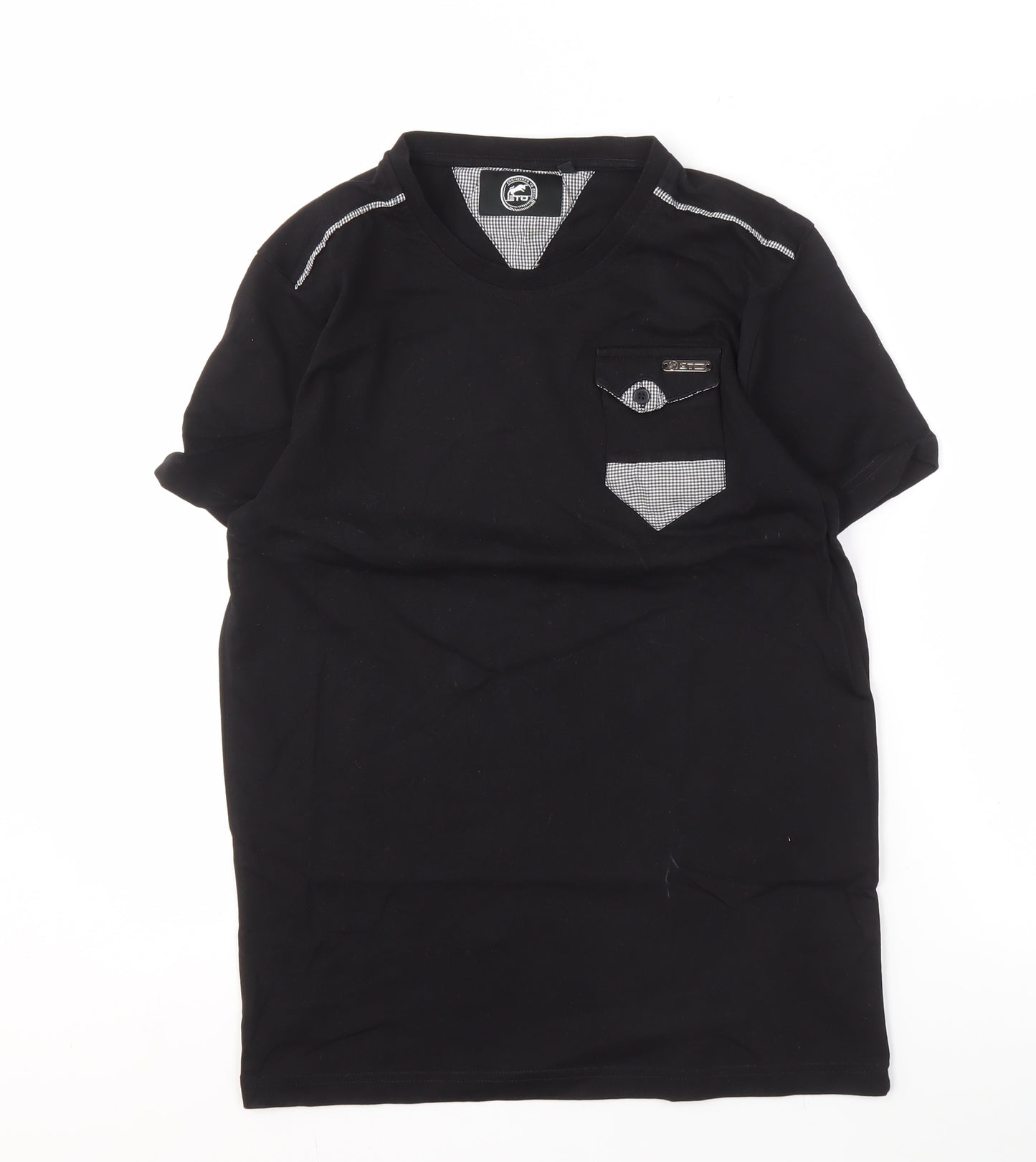 ETO Men's Black V-Neck M T-Shirt with Pocket