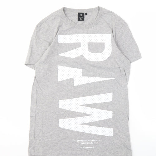 G-Star RAW Men's Grey Graphic T-Shirt, Medium