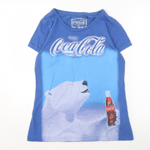 Coca-Cola Women's Blue T-Shirt Size 14 Casual