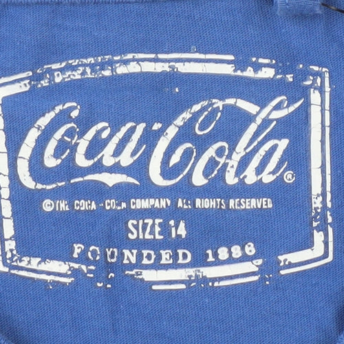 Coca-Cola Women's Blue T-Shirt Size 14 Casual