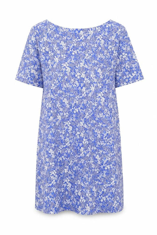 Front view of Laura Ashley Women's Blue Floral Dress, size 12