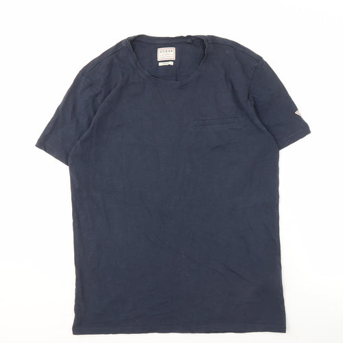 Guess Men's Blue Slim Fit Crew Neck T-Shirt Medium