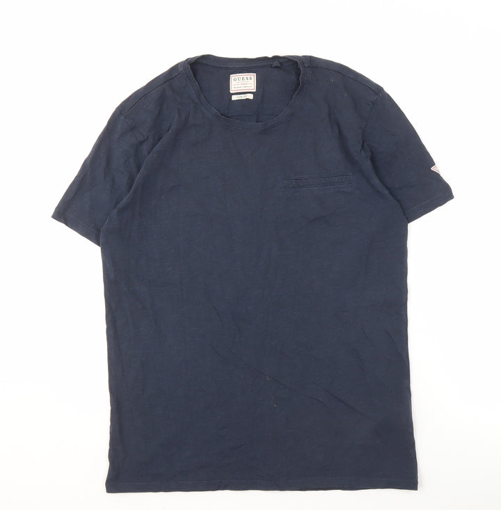 Guess Men's Blue Slim Fit Crew Neck T-Shirt Medium