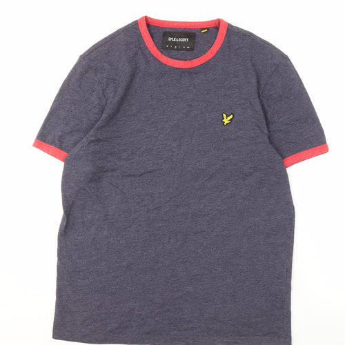 Lyle & Scott Blue Men's Crew Neck T-Shirt - Medium, Logo Accent