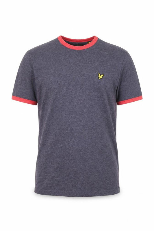Front view of Lyle & Scott Blue Men's Crew Neck T-Shirt - Medium, Logo Accent