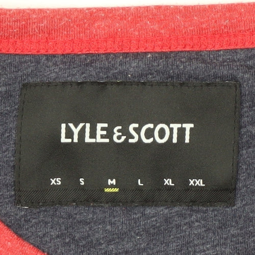 Lyle & Scott Blue Men's Crew Neck T-Shirt - Medium, Logo Accent