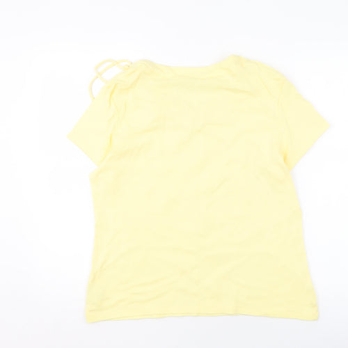 Damart Women's Yellow Cotton Scoop Neck T-Shirt - Size L