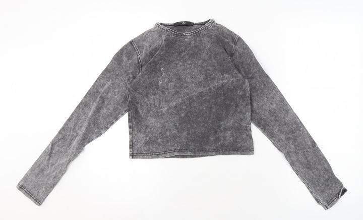 Missguided Women's Grey Long Sleeve Crew Neck Top Size 10