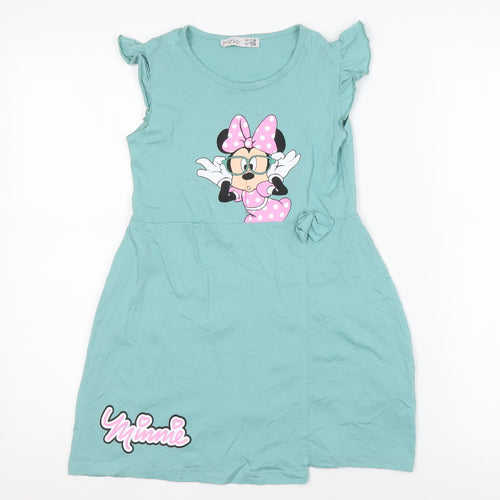 Isobel Kids Green Fit & Flare Dress Girls 7-8 Minnie Mouse