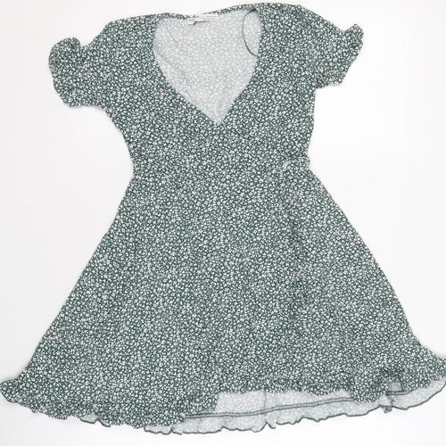Pull&Bear Women's Green Floral Dress Size 10