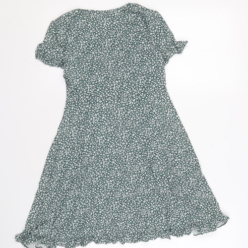 Pull&Bear Women's Green Floral Dress Size 10