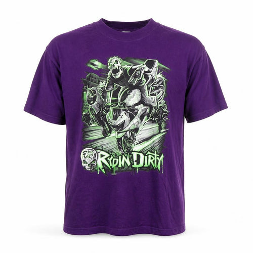 Super Men's Purple Graphic T-Shirt L Motorcycle Style