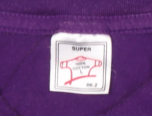 Super Men's Purple Graphic T-Shirt L Motorcycle Style