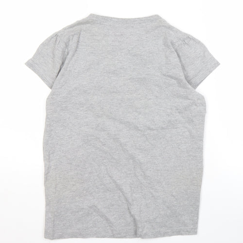 Ellisborough Women's Grey T-Shirt, Size M, Button Accent