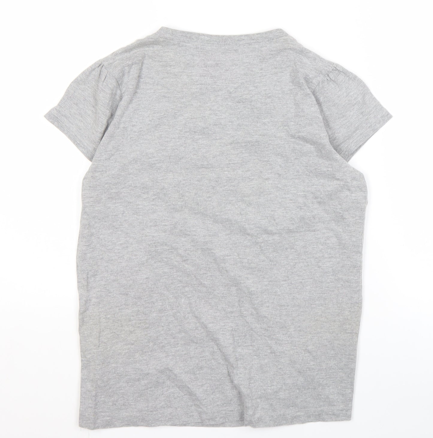 Ellisborough Women's Grey T-Shirt, Size M, Button Accent