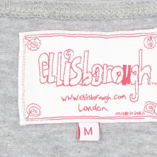 Ellisborough Women's Grey T-Shirt, Size M, Button Accent