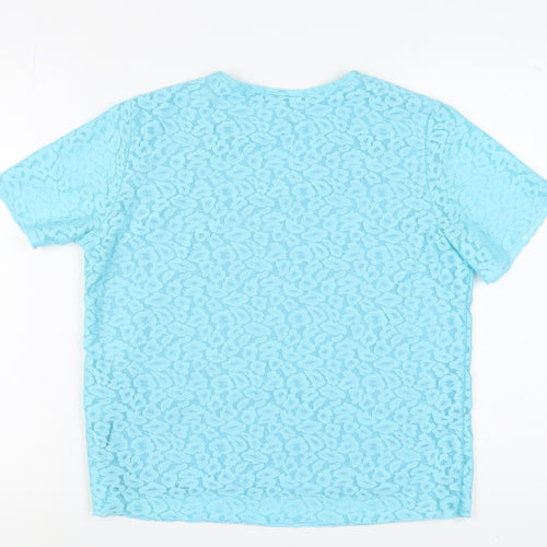 TIGI Women's Blue Lace V-Neck T-Shirt Size 14