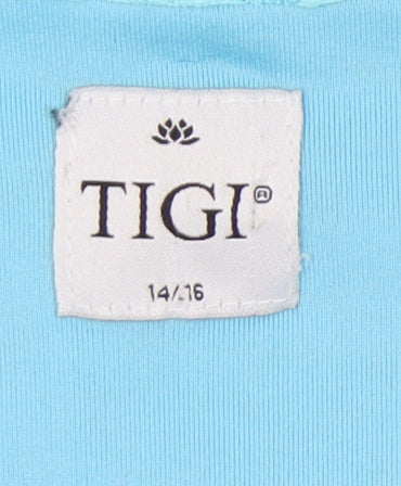 TIGI Women's Blue Lace V-Neck T-Shirt Size 14
