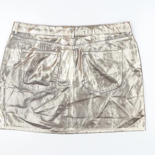 Marks and Spencer Women's Gold Mini Denim Skirt, Size 20