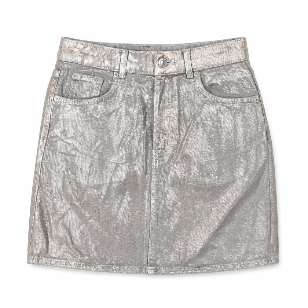 Front view of Marks & Spencer Women’s Silver Mini Skirt, size UK 6