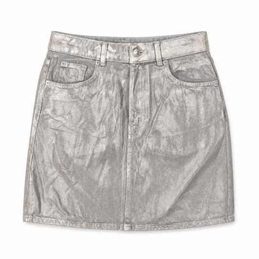 Front view of Marks & Spencer Women’s Silver Mini Skirt, size UK 6