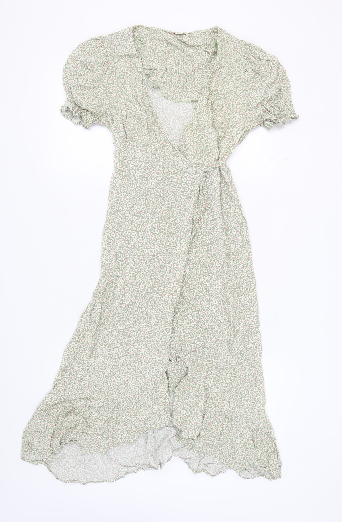 Monsoon Women's Green Floral Wrap Dress Size 8