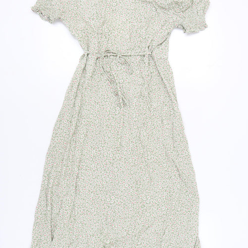 Monsoon Women's Green Floral Wrap Dress Size 8