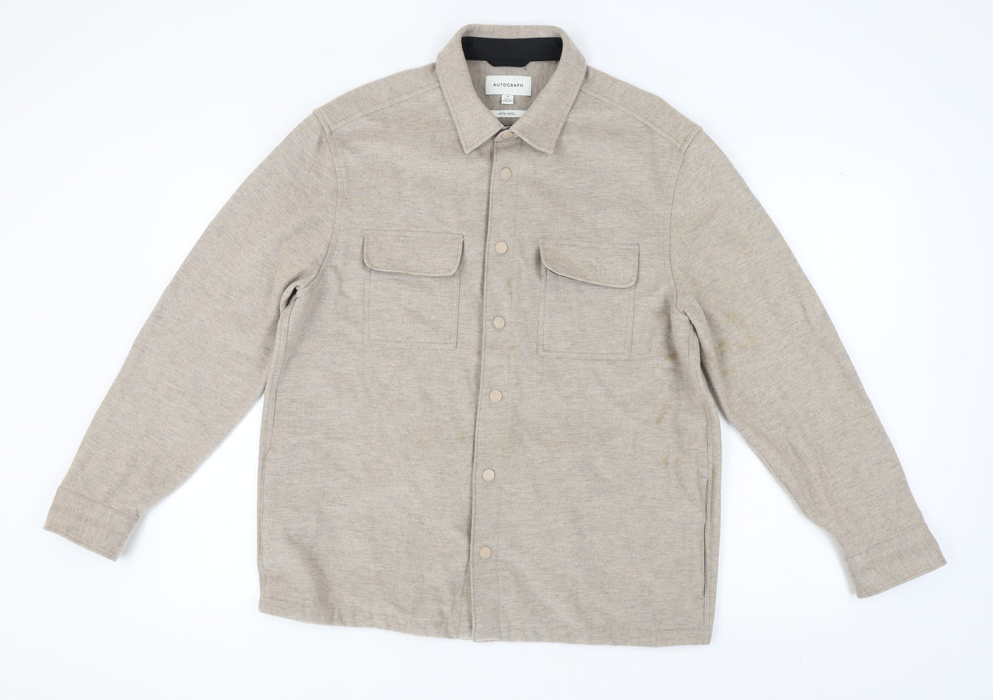 Marks and Spencer Men's Beige Jacket - M, Mid-Length, Casual