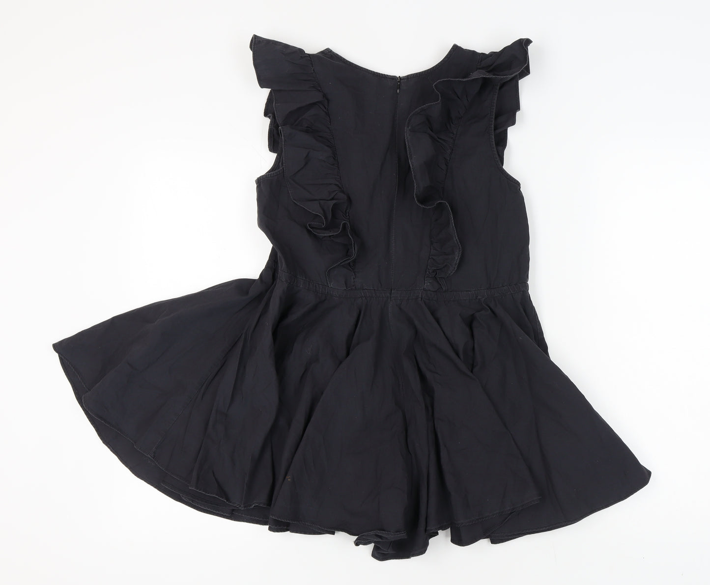 PrettyLittleThing Women’s Black Playsuit Size 8, V-Neck, Ruffle