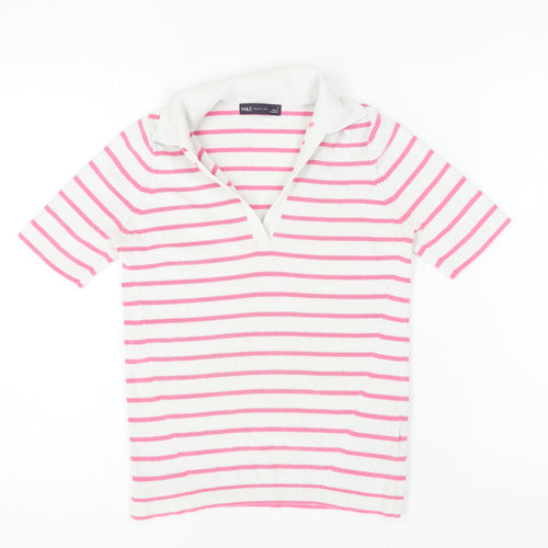 Marks and Spencer Women's Multicoloured Striped Polo - Size S