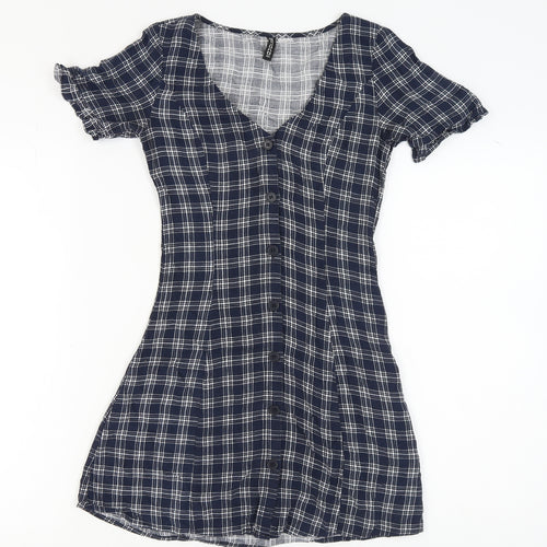 H&M Women's Grey Plaid Shirt Dress Size 4