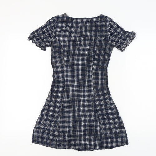 H&M Women's Grey Plaid Shirt Dress Size 4