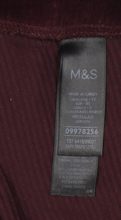 Marks and Spencer Purple Women's Corduroy Leggings Size 12