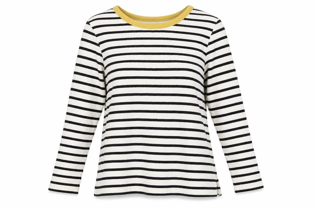 Front view of Marks & Spencer Women's Black Striped Pullover Sweatshirt