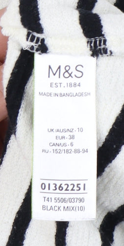 Marks and Spencer Women's Black Striped Pullover Sweatshirt