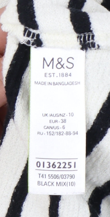 Marks and Spencer Women's Black Striped Pullover Sweatshirt