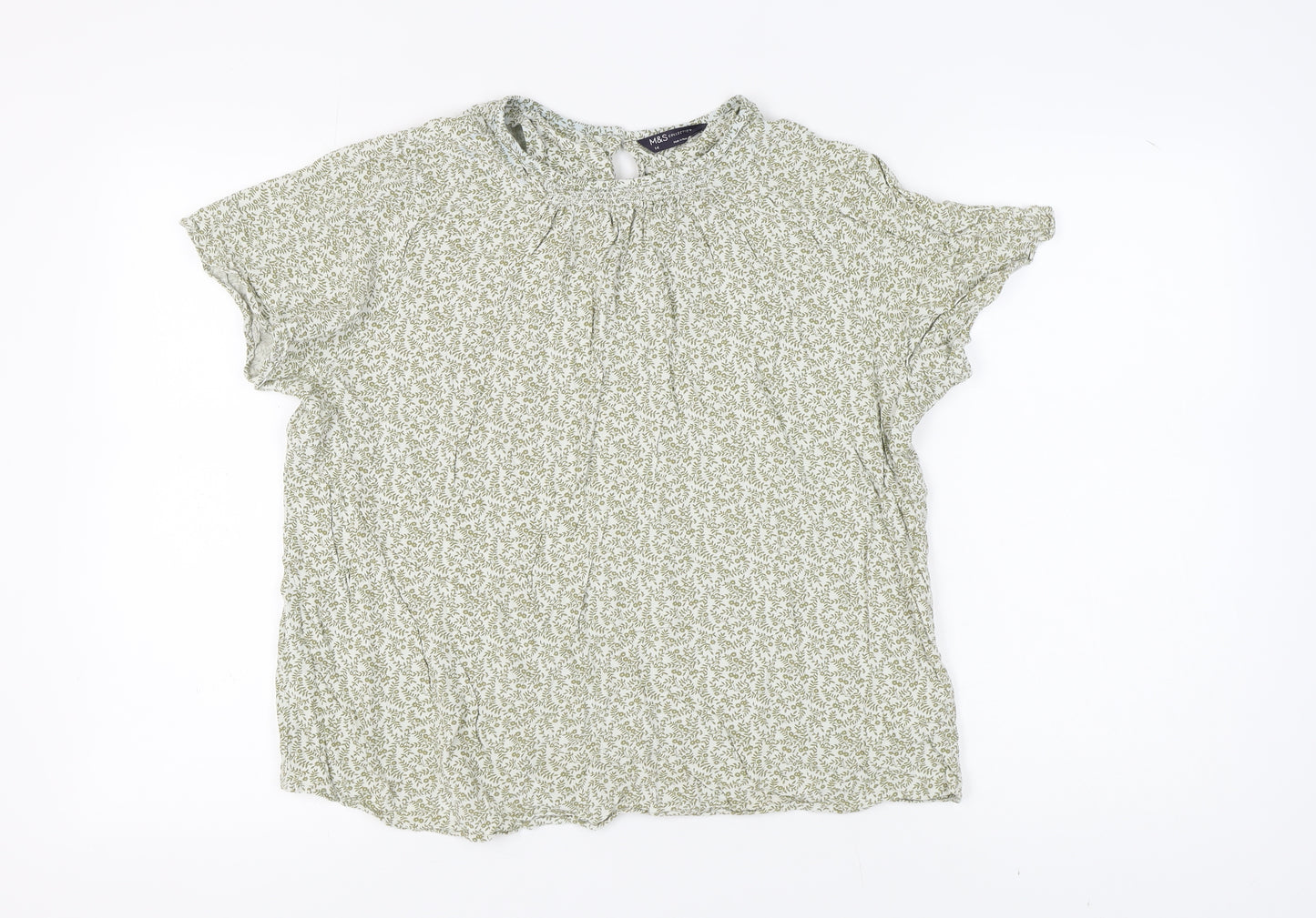 Marks and Spencer Women's Green Floral Blouse Size 14