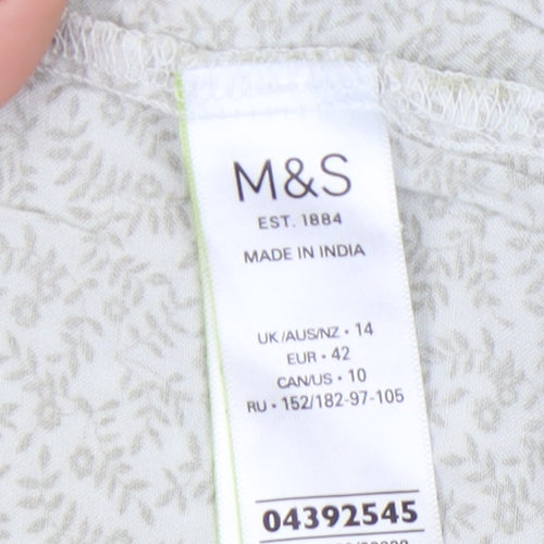 Marks and Spencer Women's Green Floral Blouse Size 14