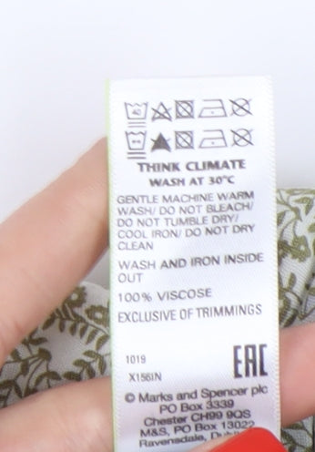 Marks and Spencer Women's Green Floral Blouse Size 14