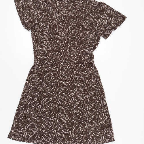 Next Women's Brown Wrap Dress Size 12 with Button Accents