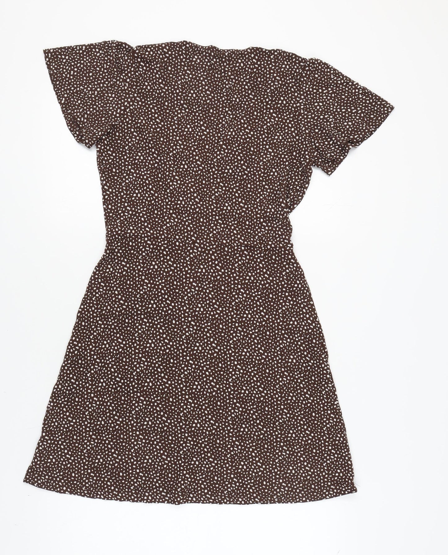 Next Women's Brown Wrap Dress Size 12 with Button Accents