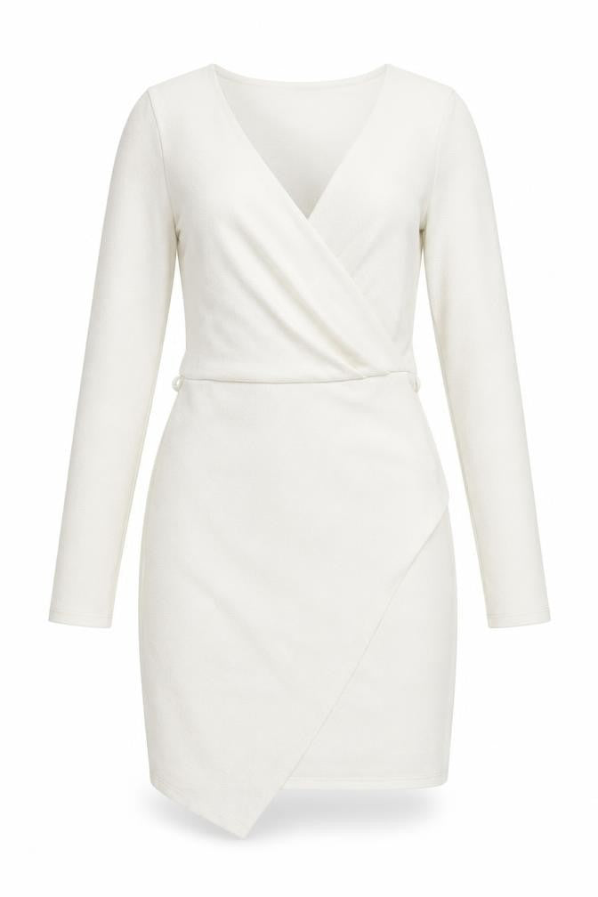 Front view of Miss Selfridge Women's White Wrap Dress, size 4